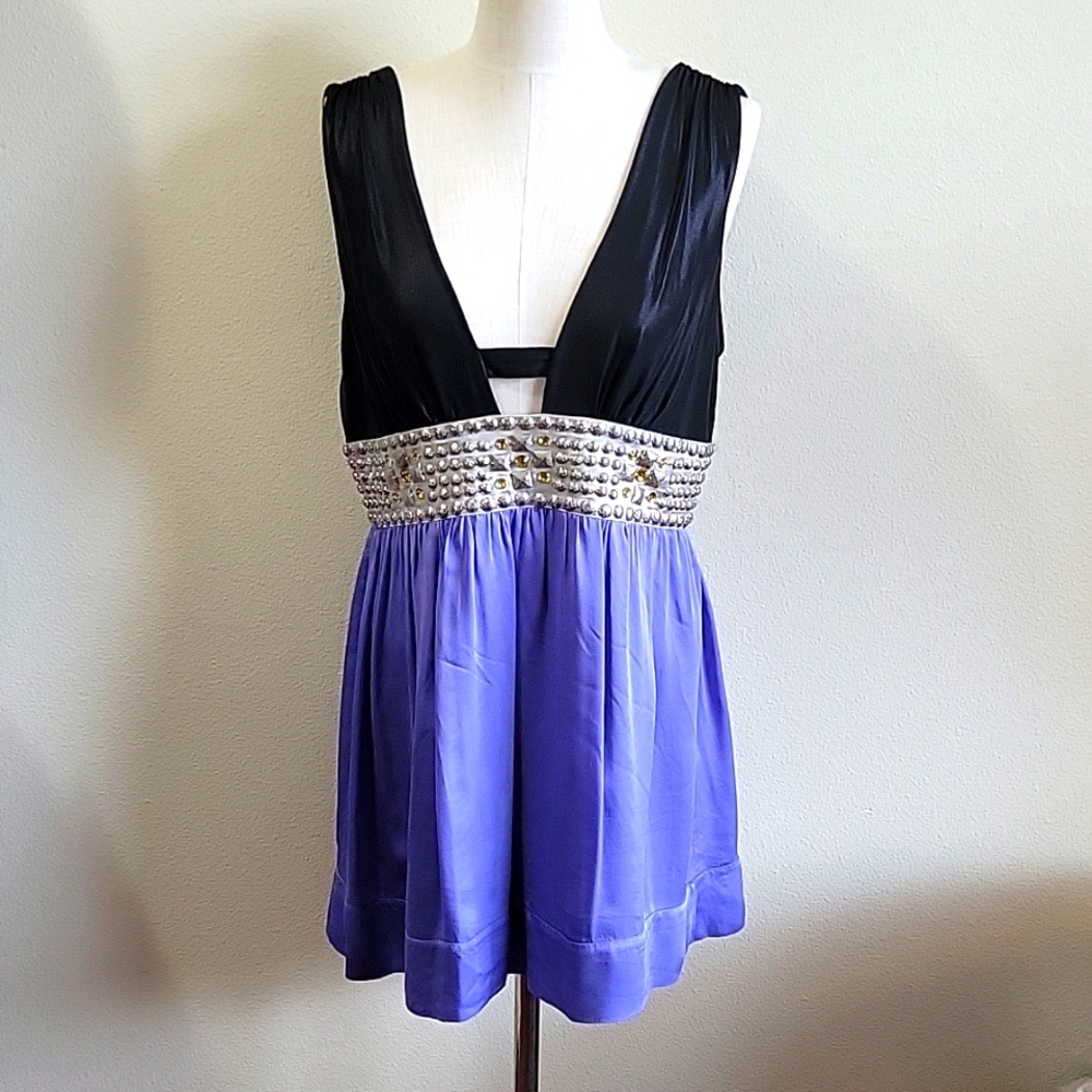 bebe Dress Black and Periwinkle Size Large